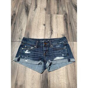 American Eagle Womens Distressed Denim Shorts Size 2 Cotton Made In China Booty